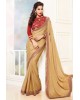 cream party wear saree with designer blouse