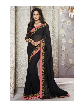 casual black saree