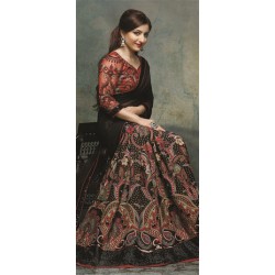 black saree with design work