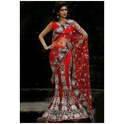 Red fishcut lehenga