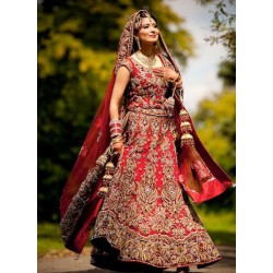 maroon wedding bridal lehenga