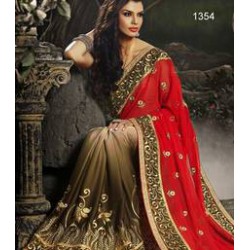 Red&cream wedding saree