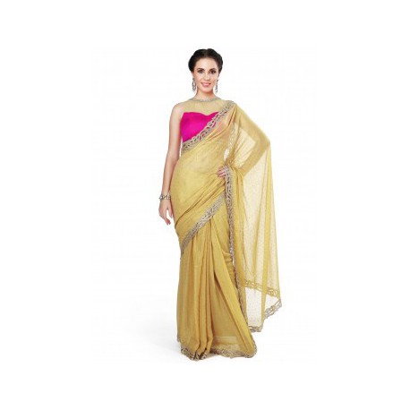 Gold foil saree adorn in kundan