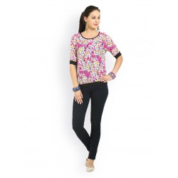 pink flowers casual T-shirt