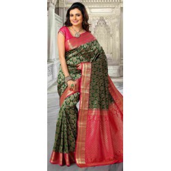 pink&green wedding saree