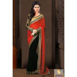 black-red-net-party-saree-with-designer-blouse