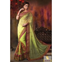 green-red net saree