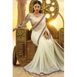 white designer saree